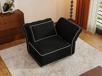 Deluxe Cloud 1-Seater Black Small Space Single Sofa | 1-Piece, Bouclé Sherpa-Like Fabric, Easy To Clean