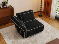 Deluxe Cloud 1-Seater Black Small Space Single Sofa | 1-Piece, Bouclé Sherpa-Like Fabric, Easy To Clean