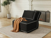 Deluxe Cloud 1-Seater Black Small Space Single Sofa | 1-Piece, Bouclé Sherpa-Like Fabric, Easy To Clean