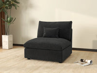 Fundas de sofá seccional Deluxe Slope Cloud | Funda de sofá de chenilla negra y lino para 1 asiento