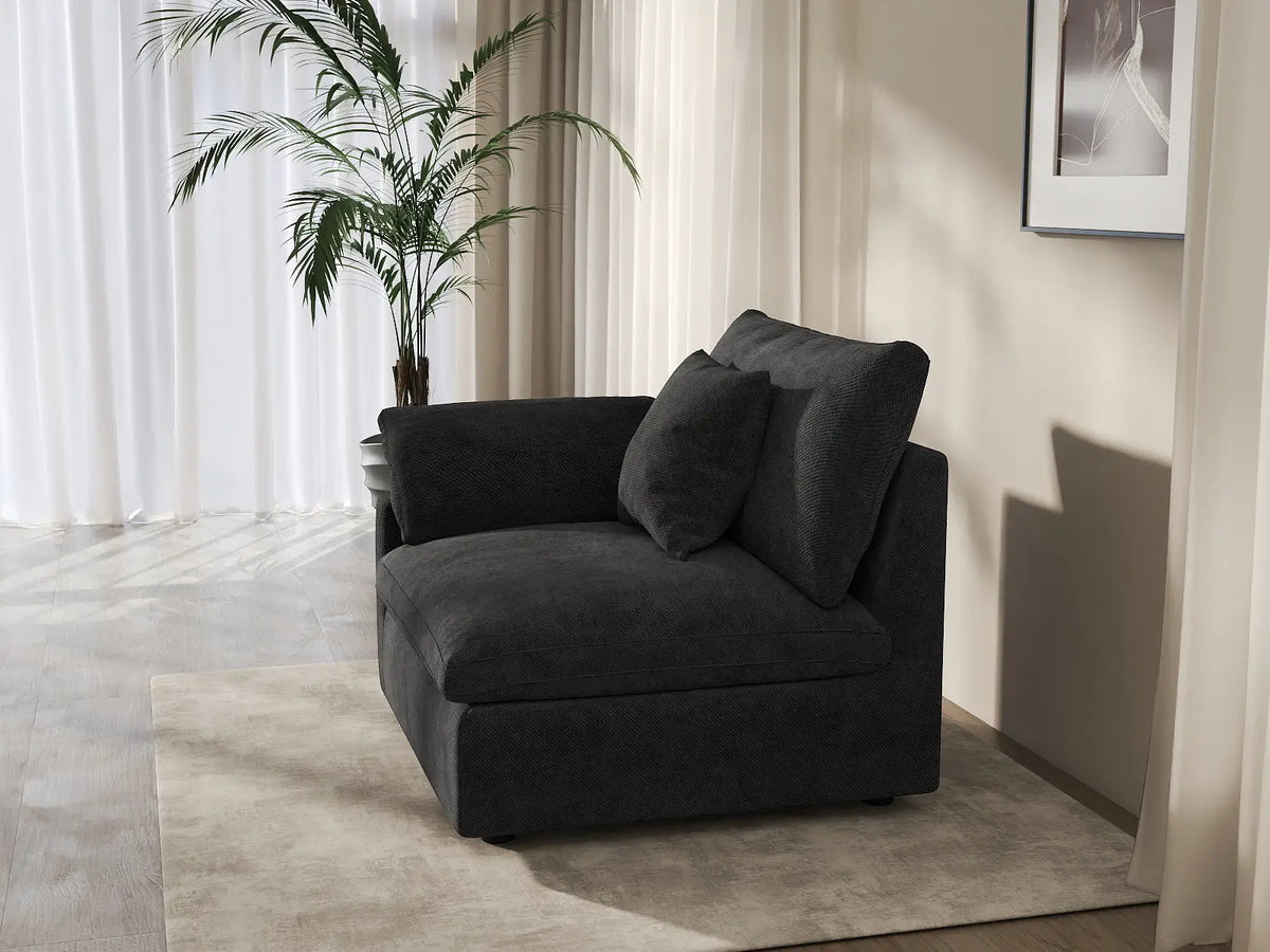 Fundas de sofá seccional Deluxe Slope Cloud | Funda de sofá de chenilla negra y lino para 1 asiento