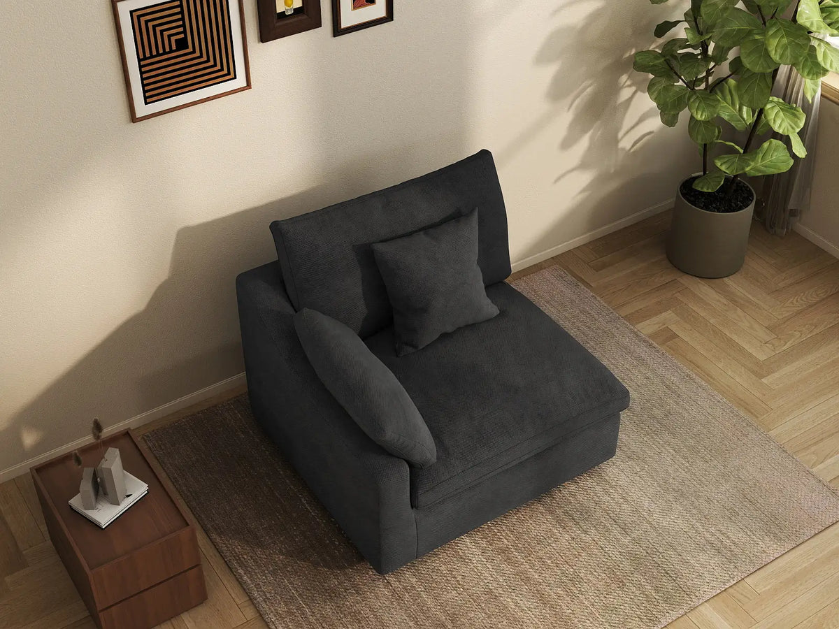 Fundas de sofá seccional Deluxe Slope Cloud | Funda de sofá de chenilla negra y lino para 1 asiento