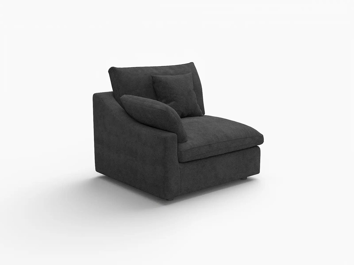 Fundas de sofá seccional Deluxe Slope Cloud | Funda de sofá de chenilla negra y lino para 1 asiento