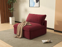 Deluxe Cloud 1-Seater Claret Single Sofa | 1-Piece, Velvet Fabric, Living Room Accent, Washable Cushion Covers