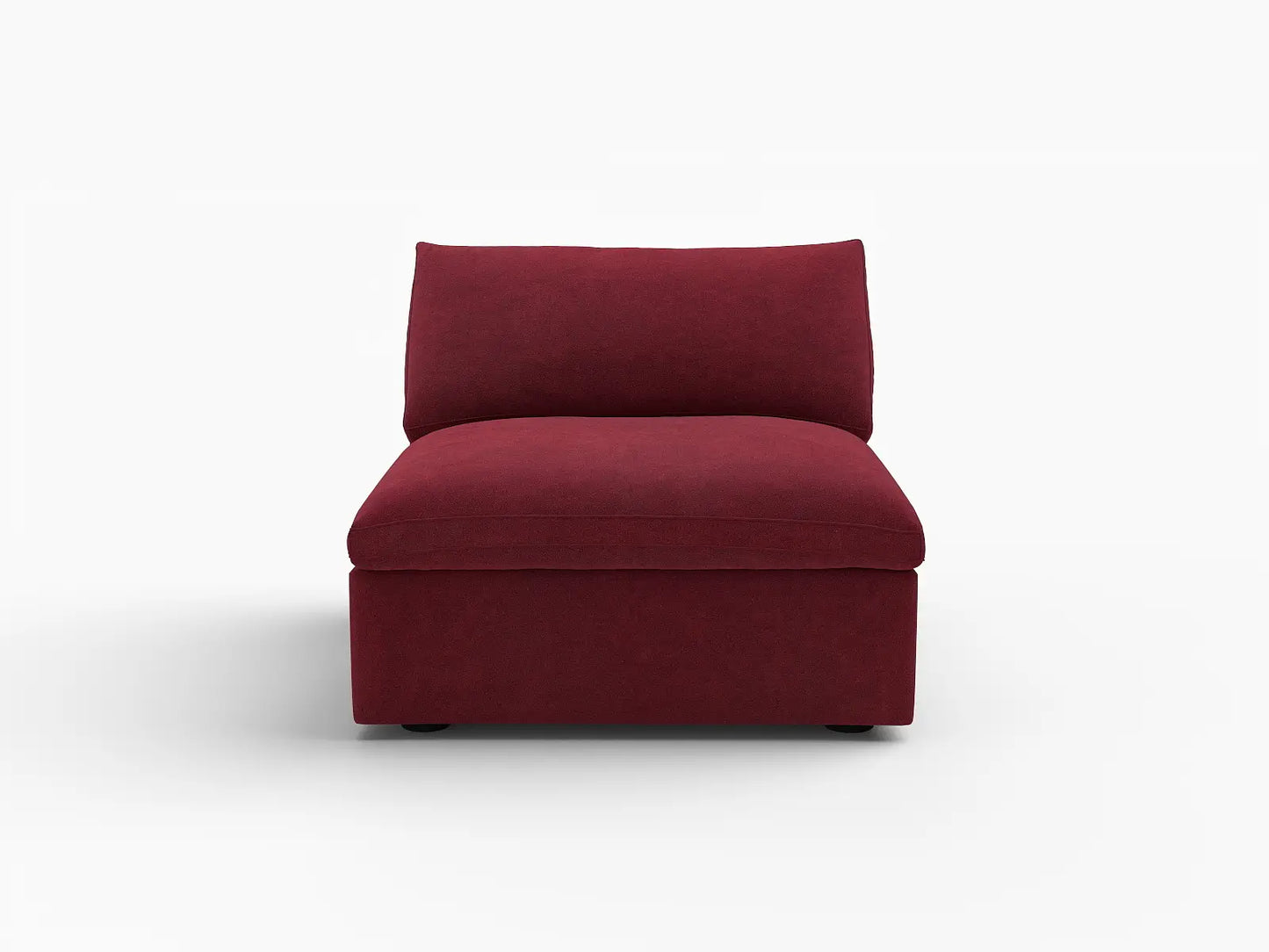 Deluxe Cloud 1-Seater Claret Single Sofa | 1-Piece, Velvet Fabric, Living Room Accent, Washable Cushion Covers