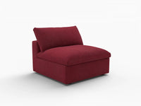 Deluxe Cloud 1-Seater Claret Single Sofa | 1-Piece, Velvet Fabric, Living Room Accent, Washable Cushion Covers