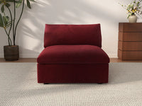 Deluxe Cloud 1-Seater Claret Single Sofa | 1-Piece, Velvet Fabric, Living Room Accent, Washable Cushion Covers