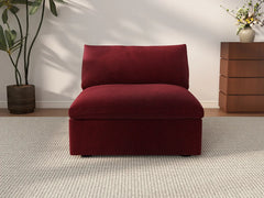Deluxe Cloud 1-Seater Claret Single Sofa | 1-Piece, Velvet Fabric, Living Room Accent, Washable Cushion Covers