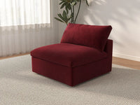 Deluxe Cloud 1-Seater Claret Single Sofa | 1-Piece, Velvet Fabric, Living Room Accent, Washable Cushion Covers