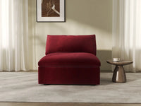 Deluxe Cloud 1-Seater Claret Single Sofa | 1-Piece, Velvet Fabric, Living Room Accent, Washable Cushion Covers