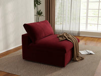 Deluxe Cloud 1-Seater Claret Single Sofa | 1-Piece, Velvet Fabric, Living Room Accent, Washable Cushion Covers