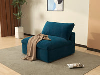 Deluxe Cloud 1-Seater Dark Blue Single Sofa | 1-Piece, Velvet Fabric, Living Room Accent, Washable Cushion Covers