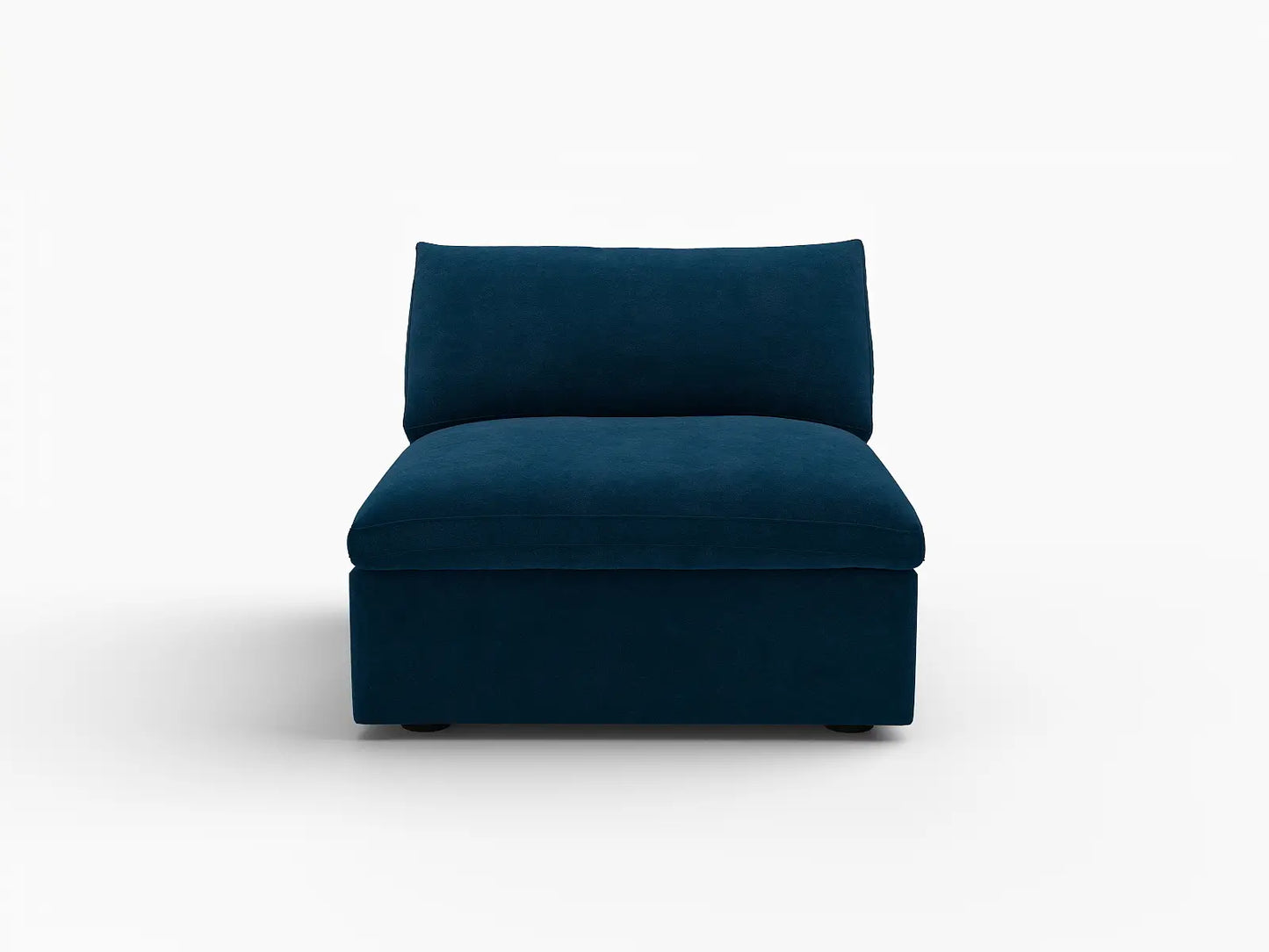 Deluxe Cloud 1-Seater Dark Blue Single Sofa | 1-Piece, Velvet Fabric, Living Room Accent, Washable Cushion Covers