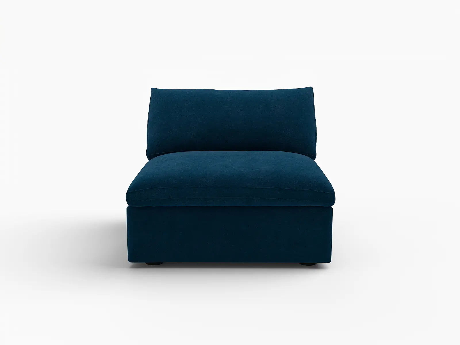 Deluxe Cloud 1-Seater Dark Blue Single Sofa | 1-Piece, Velvet Fabric, Living Room Accent, Washable Cushion Covers