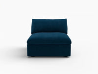Deluxe Cloud 1-Seater Dark Blue Single Sofa | 1-Piece, Velvet Fabric, Living Room Accent, Washable Cushion Covers