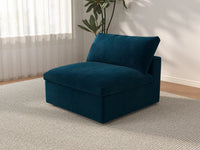 Deluxe Cloud 1-Seater Dark Blue Single Sofa | 1-Piece, Velvet Fabric, Living Room Accent, Washable Cushion Covers