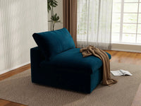 Deluxe Cloud 1-Seater Dark Blue Single Sofa | 1-Piece, Velvet Fabric, Living Room Accent, Washable Cushion Covers