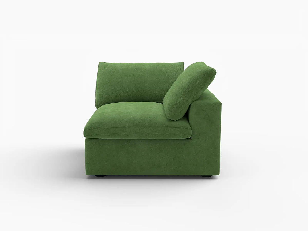 Deluxe Cloud 1-Seater Earth Green Single Sofa | 1-Piece, Velvet Fabric, Living Room Accent, Washable Cushion Covers