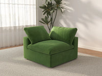 Deluxe Cloud 1-Seater Earth Green Single Sofa | 1-Piece, Velvet Fabric, Living Room Accent, Washable Cushion Covers