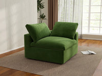 Deluxe Cloud 1-Seater Earth Green Single Sofa | 1-Piece, Velvet Fabric, Living Room Accent, Washable Cushion Covers