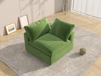 Deluxe Cloud 1-Seater Earth Green Single Sofa | 1-Piece, Velvet Fabric, Living Room Accent, Washable Cushion Covers