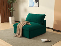 Deluxe Cloud 1-Seater Gem Green Single Sofa | 1-Piece, Velvet Fabric, Living Room Accent, Washable Cushion Covers