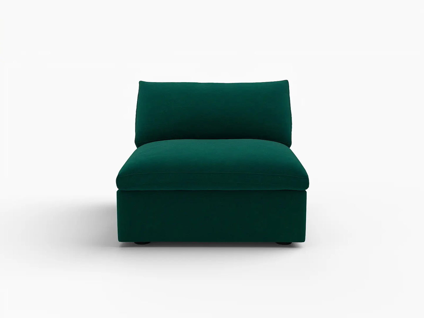 Deluxe Cloud 1-Seater Gem Green Single Sofa | 1-Piece, Velvet Fabric, Living Room Accent, Washable Cushion Covers