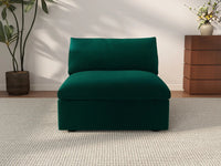 Deluxe Cloud 1-Seater Gem Green Single Sofa | 1-Piece, Velvet Fabric, Living Room Accent, Washable Cushion Covers