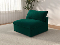 Deluxe Cloud 1-Seater Gem Green Single Sofa | 1-Piece, Velvet Fabric, Living Room Accent, Washable Cushion Covers