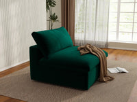 Deluxe Cloud 1-Seater Gem Green Single Sofa | 1-Piece, Velvet Fabric, Living Room Accent, Washable Cushion Covers