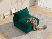 Deluxe Cloud 1-Seater Gem Green Single Sofa | 1-Piece, Velvet Fabric, Living Room Accent, Washable Cushion Covers