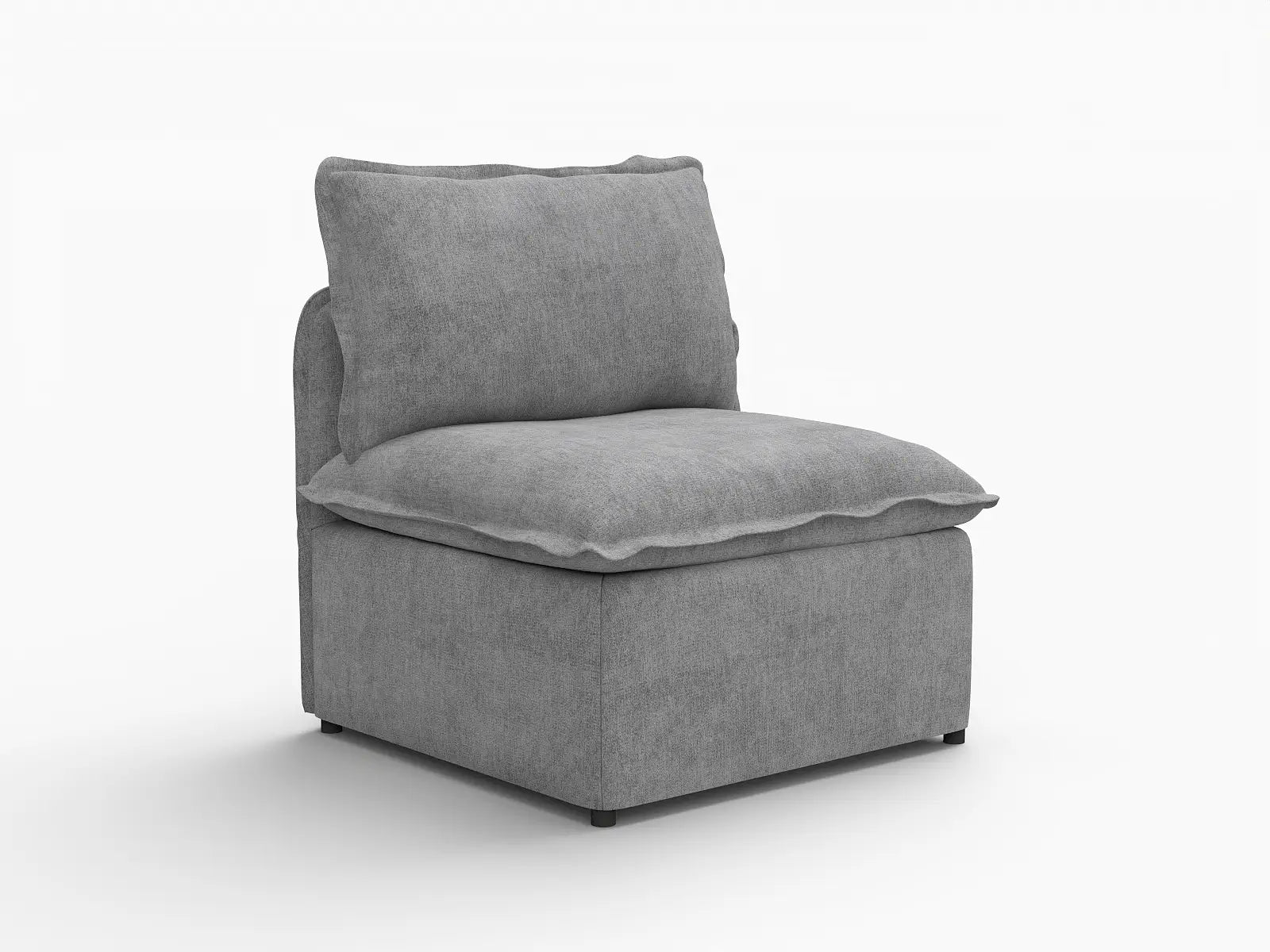 Deluxe Cloud 1-Seater Grey Small Space Single Sofa | 1-Piece, Linen Look Poly Fabric, Living Room Accent, Easy To Clean