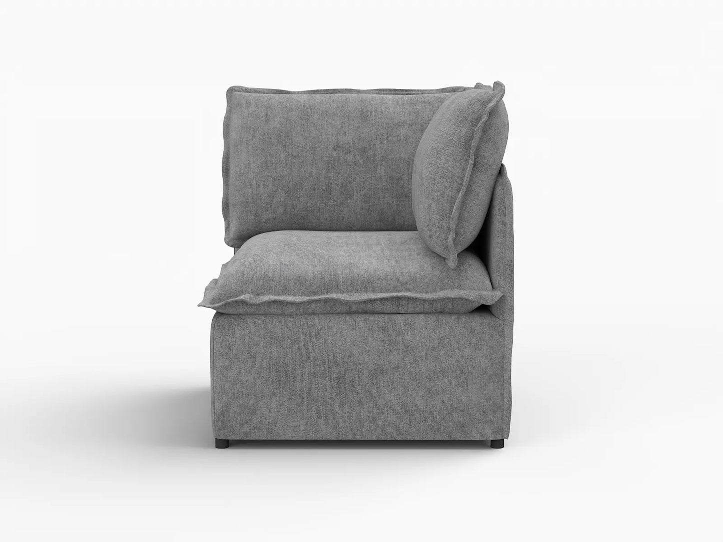 Deluxe Cloud 1-Seater Grey Small Space Single Sofa | 1-Piece, Linen Look Poly Fabric, Living Room Accent, Easy To Clean