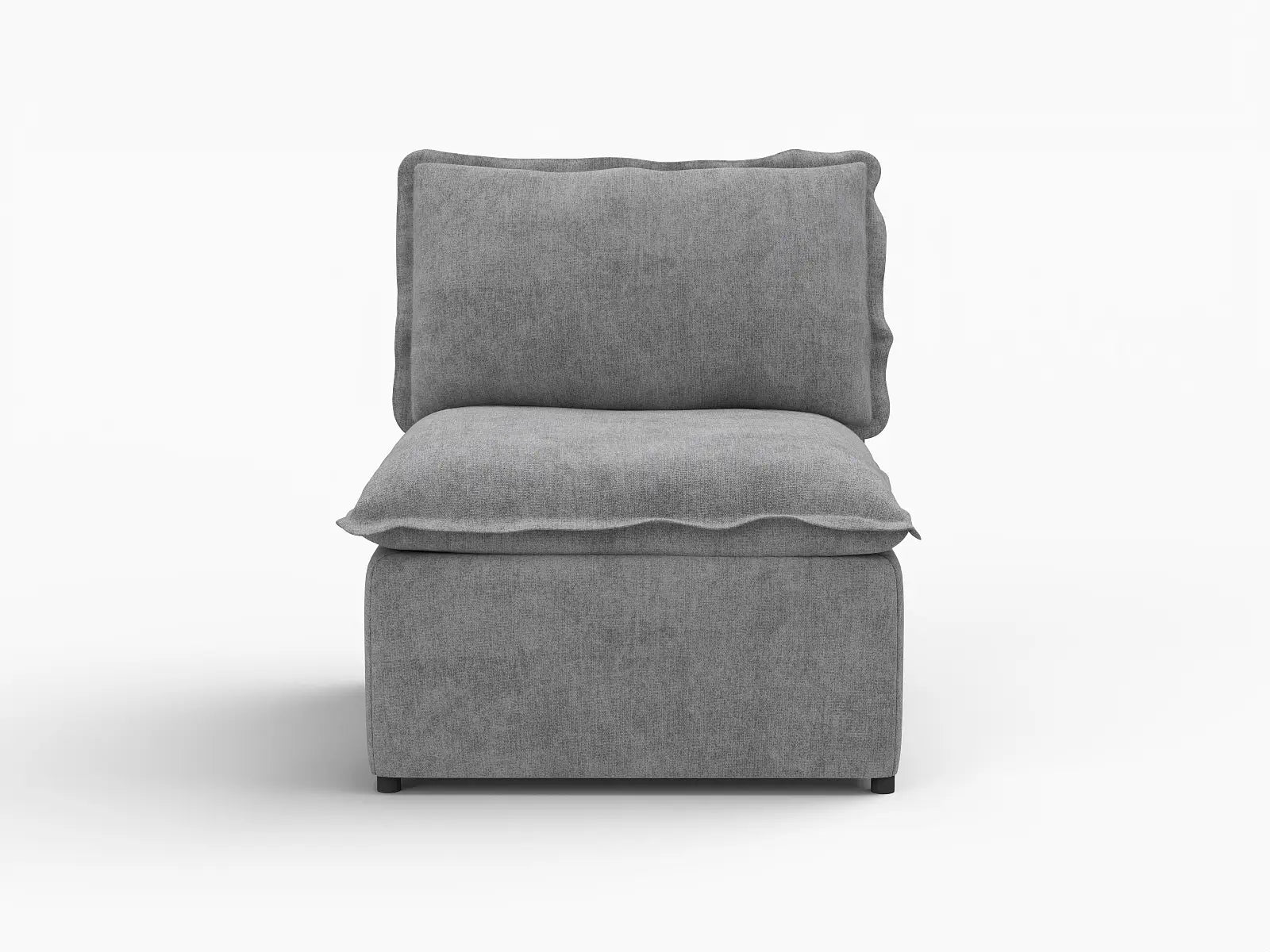 Deluxe Cloud 1-Seater Grey Small Space Single Sofa | 1-Piece, Linen Look Poly Fabric, Living Room Accent, Easy To Clean