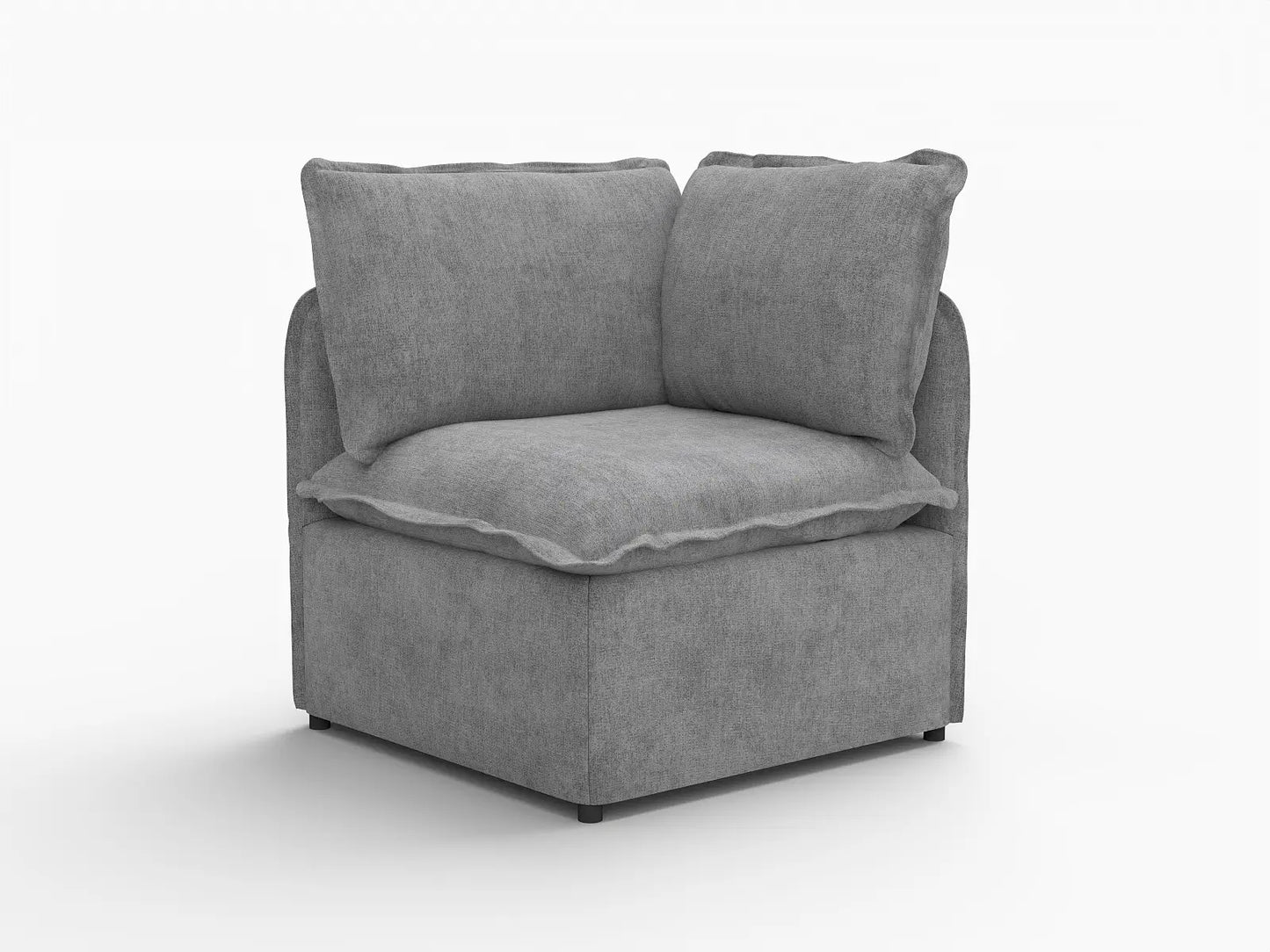 Deluxe Cloud 1-Seater Grey Small Space Single Sofa | 1-Piece, Linen Look Poly Fabric, Living Room Accent, Easy To Clean