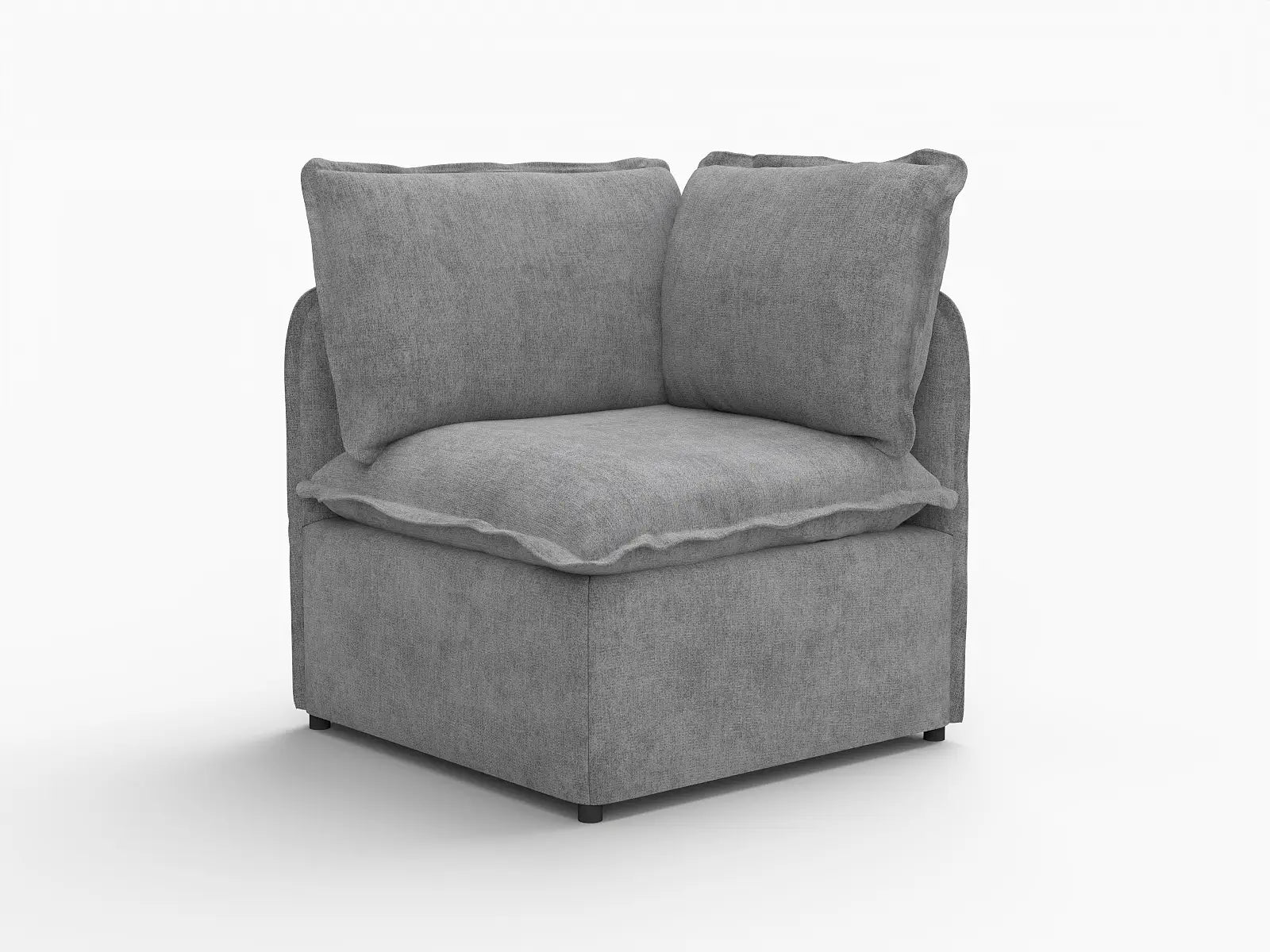 Deluxe Cloud 1-Seater Grey Small Space Single Sofa | 1-Piece, Linen Look Poly Fabric, Living Room Accent, Easy To Clean