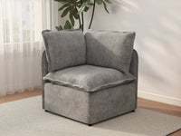 Deluxe Cloud 1-Seater Grey Small Space Single Sofa | 1-Piece, Linen Look Poly Fabric, Living Room Accent, Easy To Clean