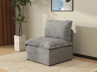 Deluxe Cloud 1-Seater Grey Small Space Single Sofa | 1-Piece, Linen Look Poly Fabric, Living Room Accent, Easy To Clean