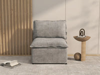 Deluxe Cloud 1-Seater Grey Small Space Single Sofa | 1-Piece, Linen Look Poly Fabric, Living Room Accent, Easy To Clean