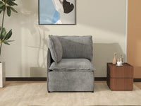 Deluxe Cloud 1-Seater Grey Small Space Single Sofa | 1-Piece, Linen Look Poly Fabric, Living Room Accent, Easy To Clean