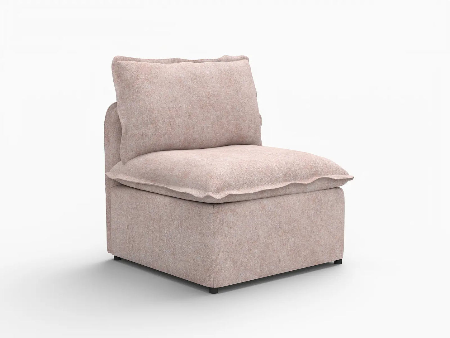 Deluxe Cloud 1-Seater Khaki Single Sofa | 1-Piece, Linen Look Poly Fabric, Living Room Accent, Washable Cushion Covers