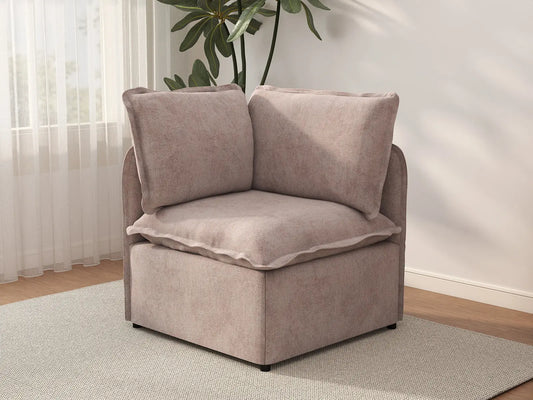 Deluxe Cloud 1-Seater Khaki Single Sofa | 1-Piece, Linen Look Poly Fabric, Living Room Accent, Washable Cushion Covers