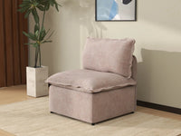 Deluxe Cloud 1-Seater Khaki Single Sofa | 1-Piece, Linen Look Poly Fabric, Living Room Accent, Washable Cushion Covers
