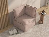 Deluxe Cloud 1-Seater Khaki Single Sofa | 1-Piece, Linen Look Poly Fabric, Living Room Accent, Washable Cushion Covers