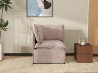 Deluxe Cloud 1-Seater Khaki Single Sofa | 1-Piece, Linen Look Poly Fabric, Living Room Accent, Washable Cushion Covers