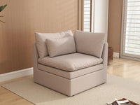 Sofá individual de 1 plaza Khaki Deluxe Cloud | 1 pieza, tela de poliéster con aspecto de lino, decorativo para sala de estar, fundas de cojín lavables