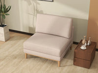 Deluxe Cloud 1-Seater Khaki Single Sofa | 1-Piece, Linen Look Poly Fabric, Living Room Accent, Washable Cushion Covers