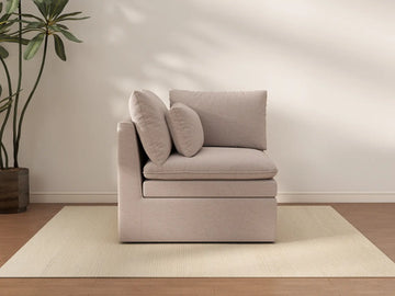 Sofá individual de 1 plaza Khaki Deluxe Cloud | 1 pieza, tela de poliéster con aspecto de lino, decorativo para sala de estar, fundas de cojín lavables