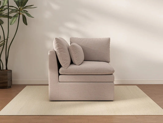 Sofá individual de 1 plaza Khaki Deluxe Cloud | 1 pieza, tela de poliéster con aspecto de lino, decorativo para sala de estar, fundas de cojín lavables