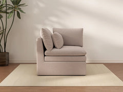Sofá individual de 1 plaza Khaki Deluxe Cloud | 1 pieza, tela de poliéster con aspecto de lino, decorativo para sala de estar, fundas de cojín lavables
